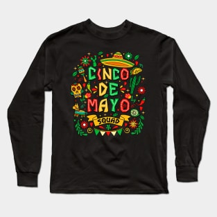 Let's Fiesta Cinco De Mayo Fiesta Squad Sombrero Hat Mexican Long Sleeve T-Shirt